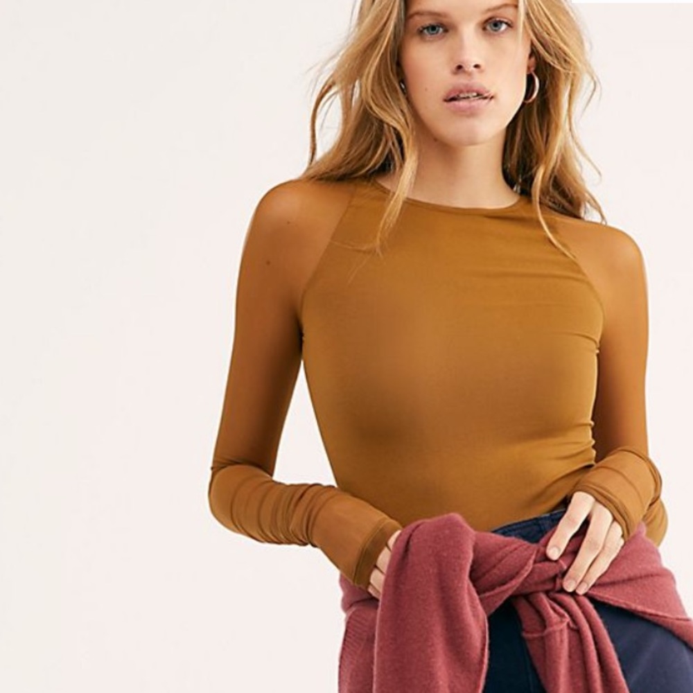 Free people seamless scrunch sleeve, amber glow, M